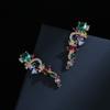 silver light luxury micro-inlaid zircon flowers earrings exaggerated super flash temperament bride wedding dress wedding