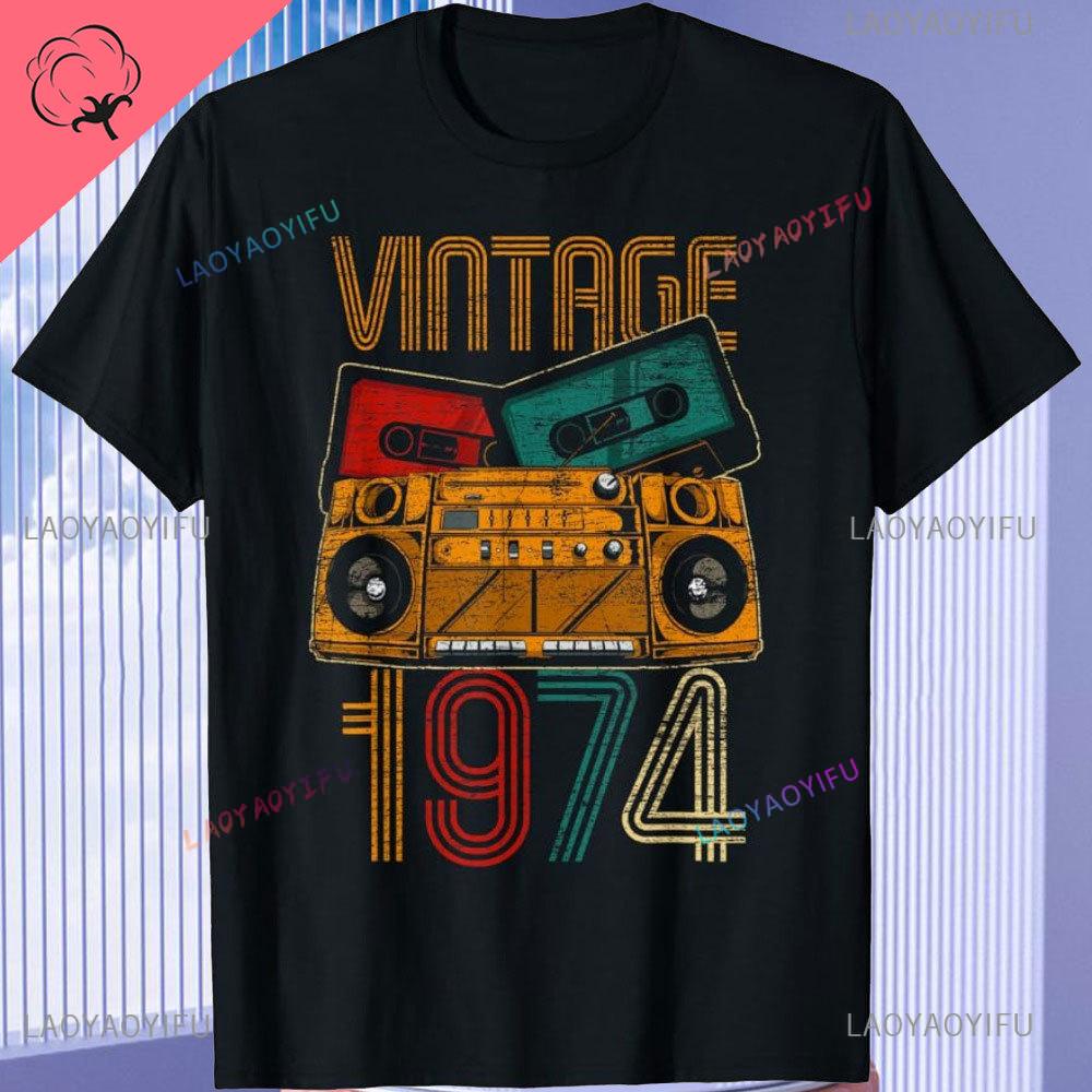 Born in Vintage 1974 Limited Edition Cassette T Shirt  51th Birthday Gifts  Years Old Vintage 1974 High Quality TShirt Tops