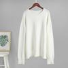 Women's Crew Neck Long Sleeve Knit Sweater Loose Fit Minimalist Casual Solid Pullover Jumper