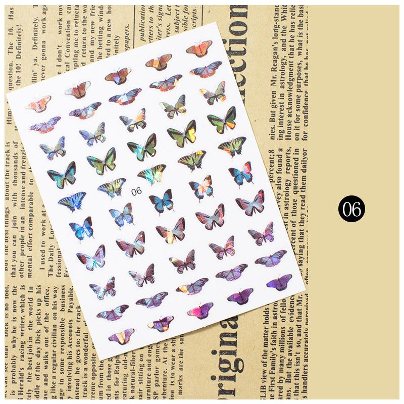 1pc 3D Nail Stickers Spring Summer Natural Flower Leaves Simulation Dried Flower Dragonfly Nail Applique Water Slides Decoration