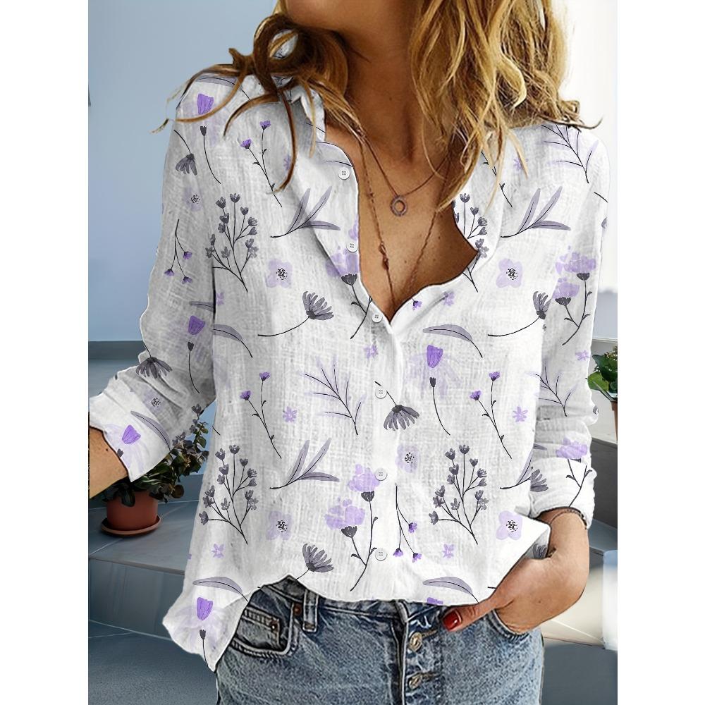 Fashionable long-sleeve button-up shirt S