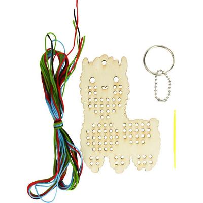 Kreuzstich-Holz-Schlüsselanhänger-Set für Kinder Lama