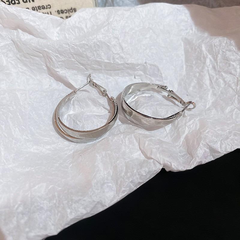 Silver Needle Autumn and Winter Metal Earrings Earrings Niche Fashion Cold Wind Earrings Versatile Light Luxury Premium Earrings
