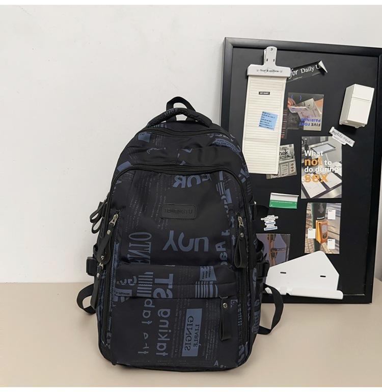 

School bag for boys, junior high school students, high school students, large-capacity campus backpack for girls, graffiti backpack. чорний
