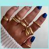 Set de Anillos Metálicos Geométricos Para Mujer Con Acabado Galvanizado Para un Look de Verano a la Moda
