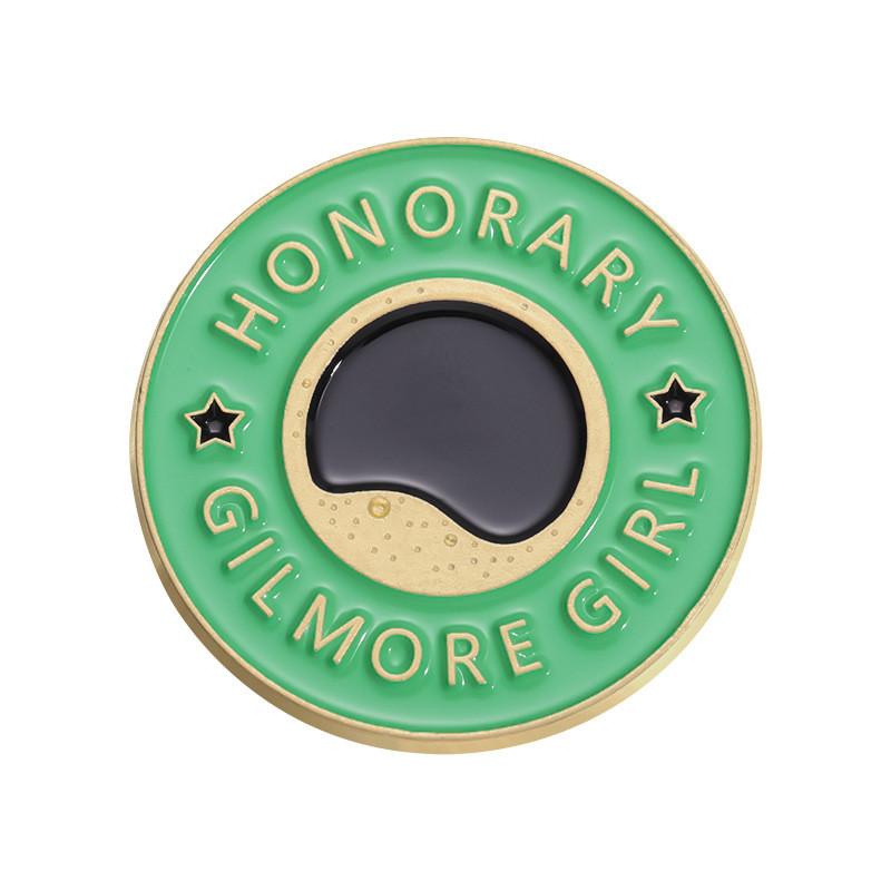 Girls Gilmore Creative Honor Coffee Brooch Distinctive Green Geometric Letter Brooch Pin