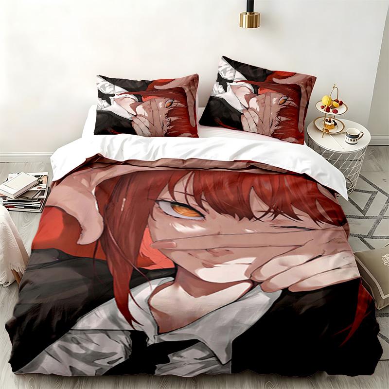 Chainsaw Man 3pc Set Perfect for Bedroom Use Comfortable Bedding Set Includes a Duvet Cover and Two Pillowcases Ideal Birthday or Christmas Gift