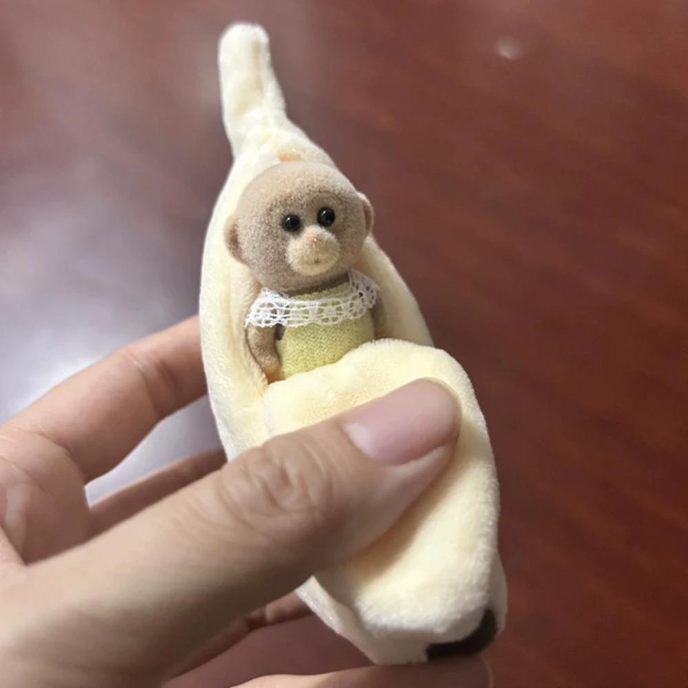 Cute Monkey Banana Plush Doll Sweet Soft Stuffed Animal Healing Kawaii Dopamine Plush Toy Adorable Cartoon Decor Teen Girls Gift