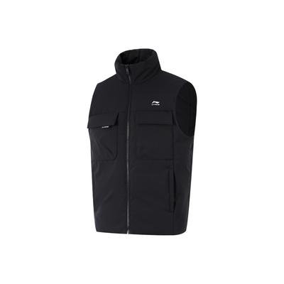 Sports Trend Series Solid Color Stand Collar Cardigan Vest Men Vests Black AMRU033-1