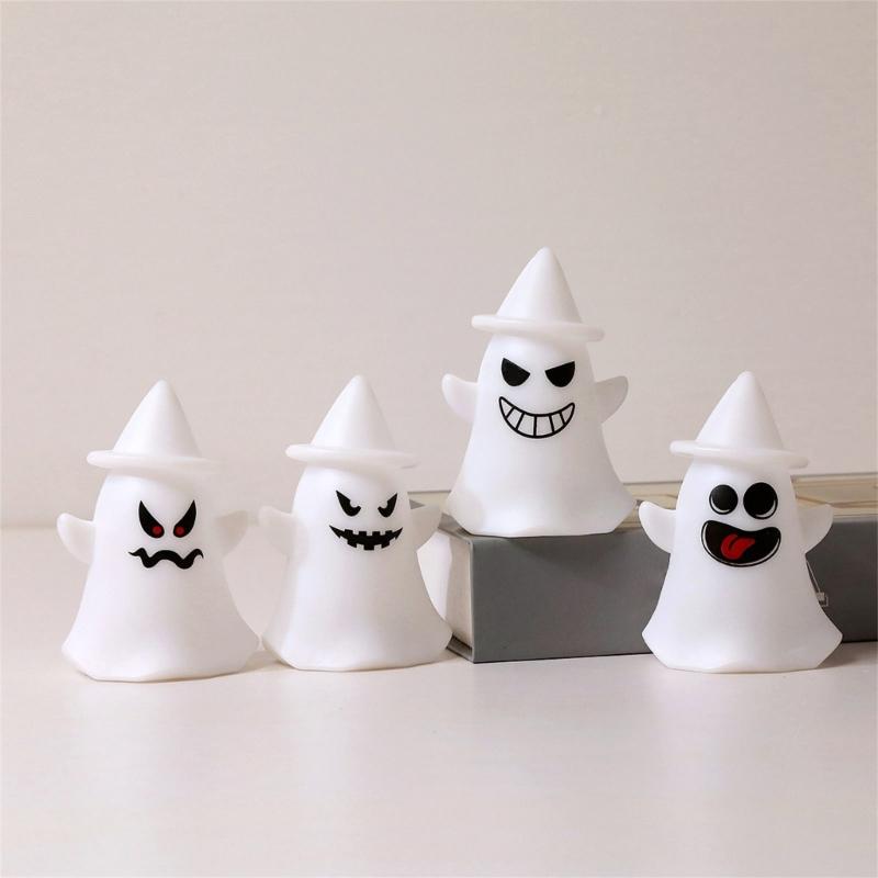4Pcs Luminated Ghostly Figurine Desk Light Halloween Night Lamp Decoration For Table Mantels Kitchen Countertops Shelf