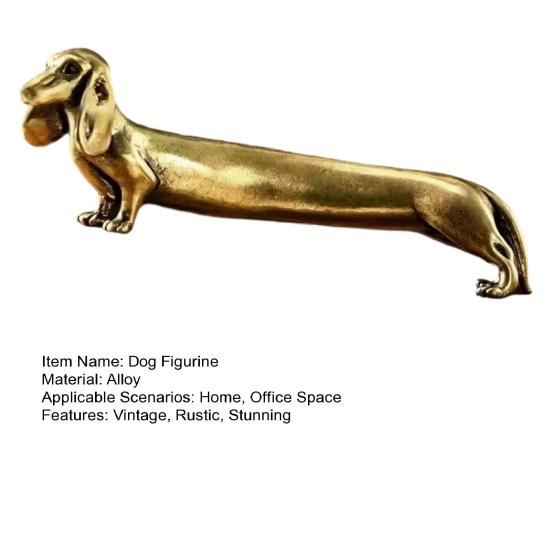 Vintage Brass Dachshund Statue Mini Standing Dog Sculpture Collectible Animal Ornament for Home Office Bookshelf Desktop Decor