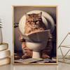 Funny Cat Bathroom Decor Humorous Bathroom Poster Guest Toilet Wall Art Prints Cat Humor Picture Toilet Wall Decor Bathroom Art