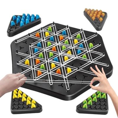 Ketten-Dreiecks-Schachspiel Geometrisches Schachbrettspiel Lustiges Familienparty-Triggle-Gummibandspiel Eltern-Kind-Interaktive Spiele