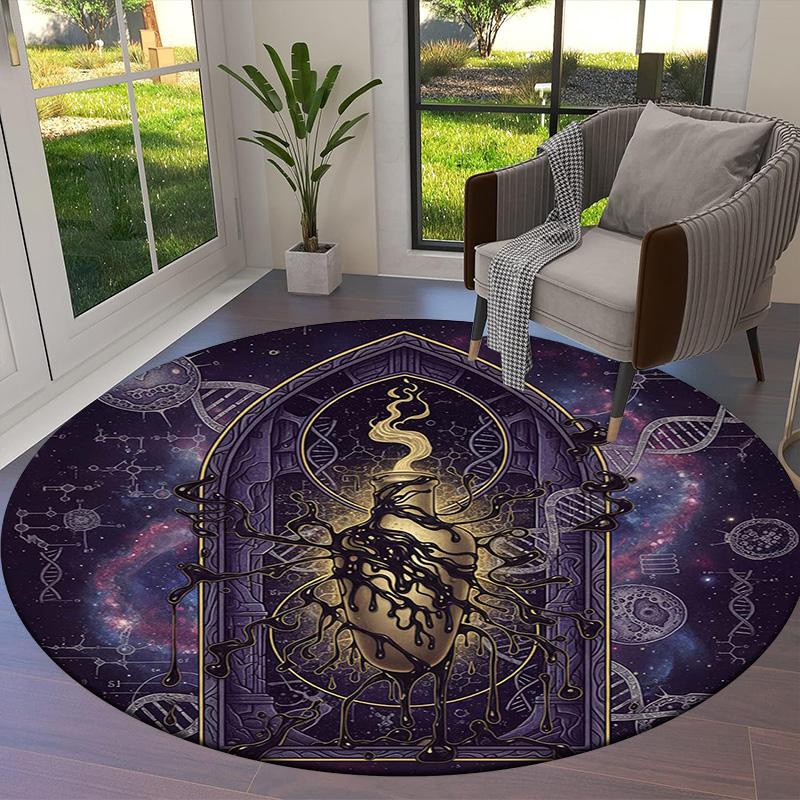 Vortex Crossing Gate Round Area Rug,Carpet Rug for Living Room Bedroom Sofa Playroom Decor,Non-slip Floor Mat