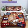 Baseball Artwork Quilt Panel Print 3Pcs Bedding Setduvet Cover With 2 Bedropillowcase Home Birthday Gift