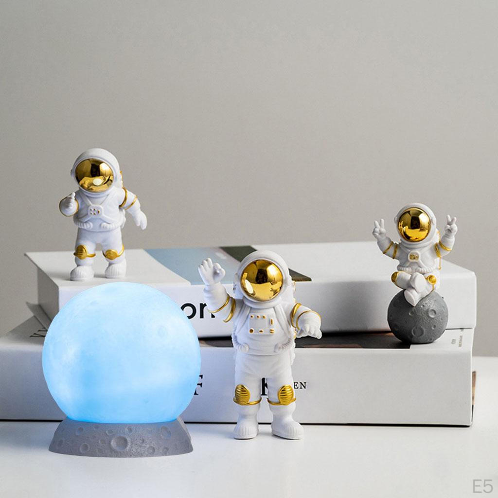 4 Pcs Cute Astronaut Statue PVC Ornament Fireplace Figurine Decoration Sculpture Home