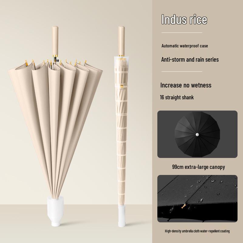 Women's High-End Automatic Long-Handled Umbrella with Straight Rod - Suitable for Rain or Shine and Men's Business Logo