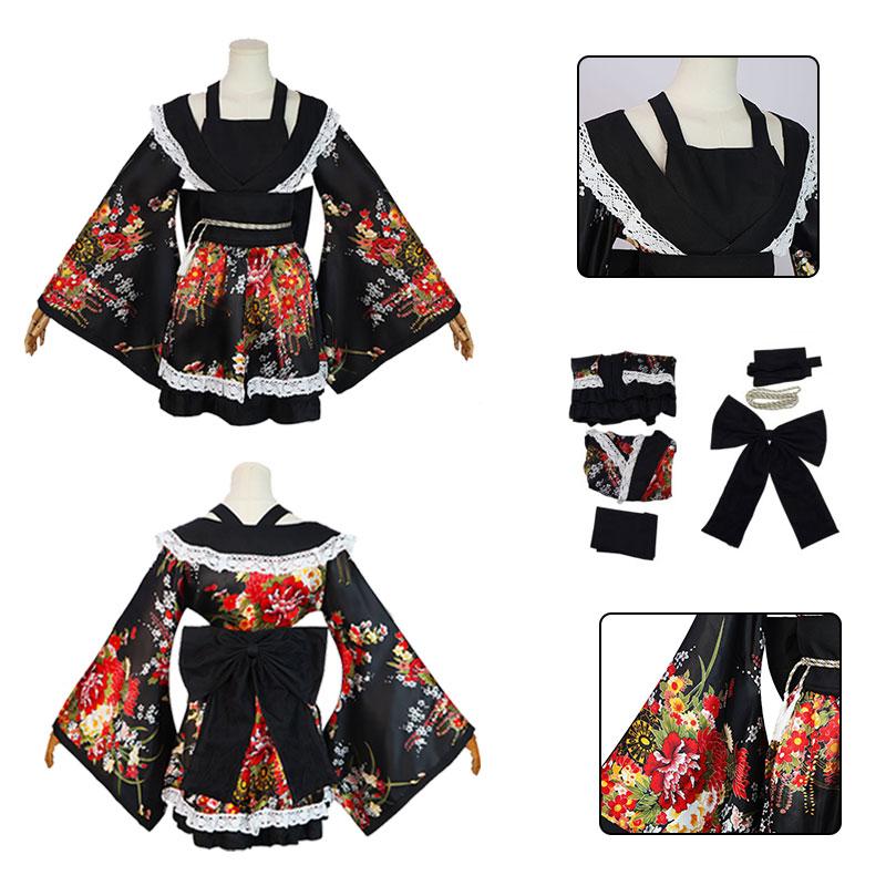 Gokuraku Maria Jodo Maid Outfit Cosplay Costume Set Lolita Uniform Play Role