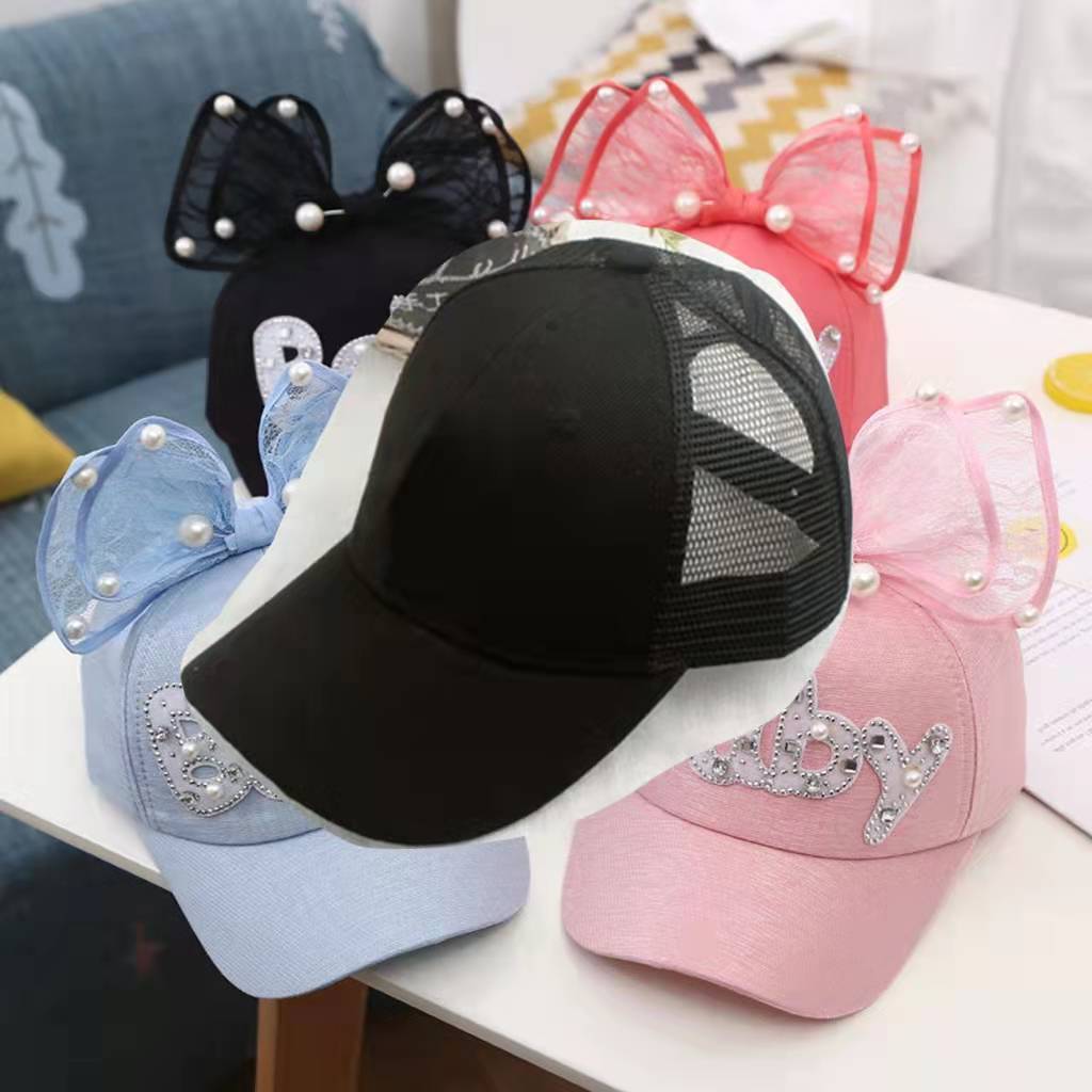 Thin Girl Hat Baby Summer Fashion Baseball Hat Net Women's Duck Tongue Hat Bow Sunshade