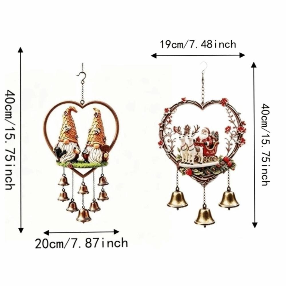 Santa Claus Christmas Wind Chime Home Decor Elk Metal Wind Chime Acrylic 2D Flat Christmas Hanging Ornament Window