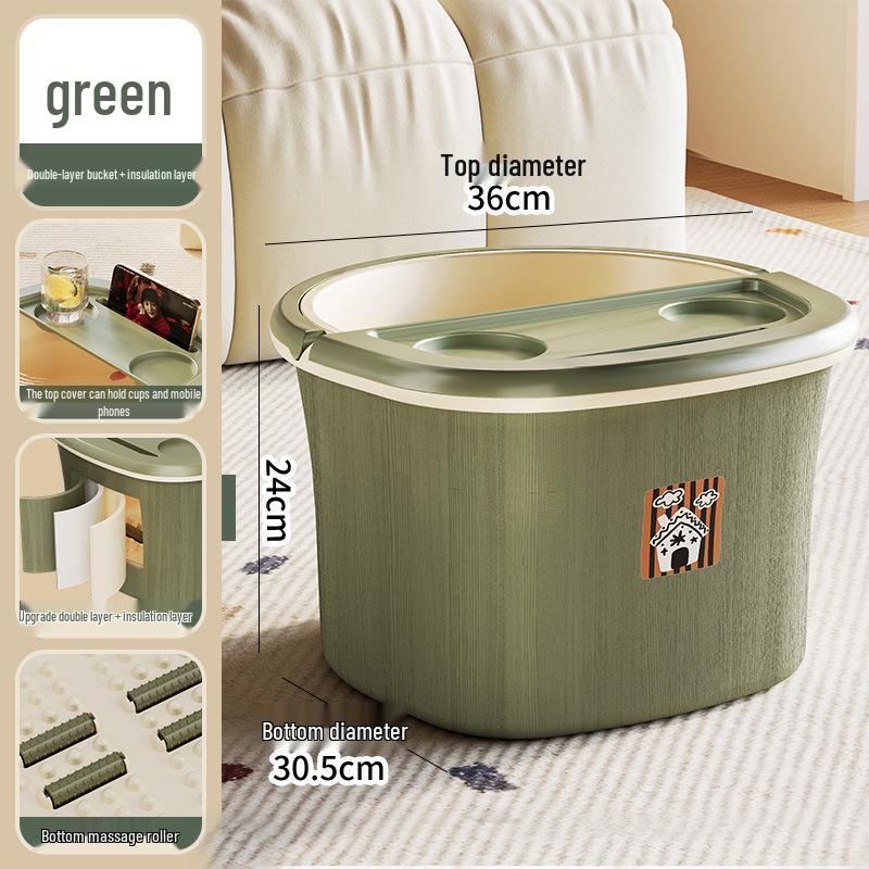 Portable Thickened Foot Bath Bucket with Handle - Calf-Length Foot Washing Tub