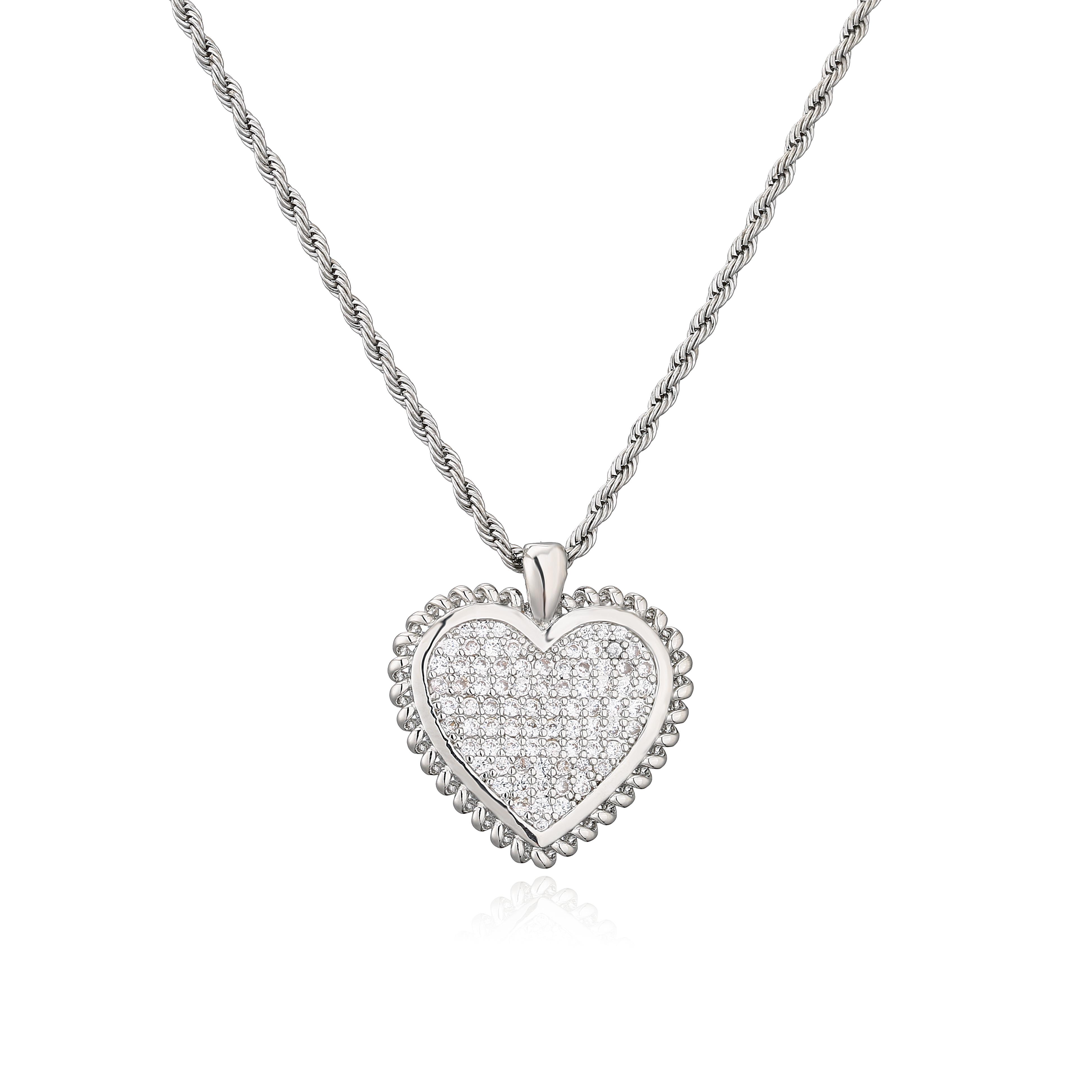 HECHENG, Bear Necklace for Women Fashion Shiny Zircon Bear Heart Pendant Necklace,Trend Party Zircon Wholesale