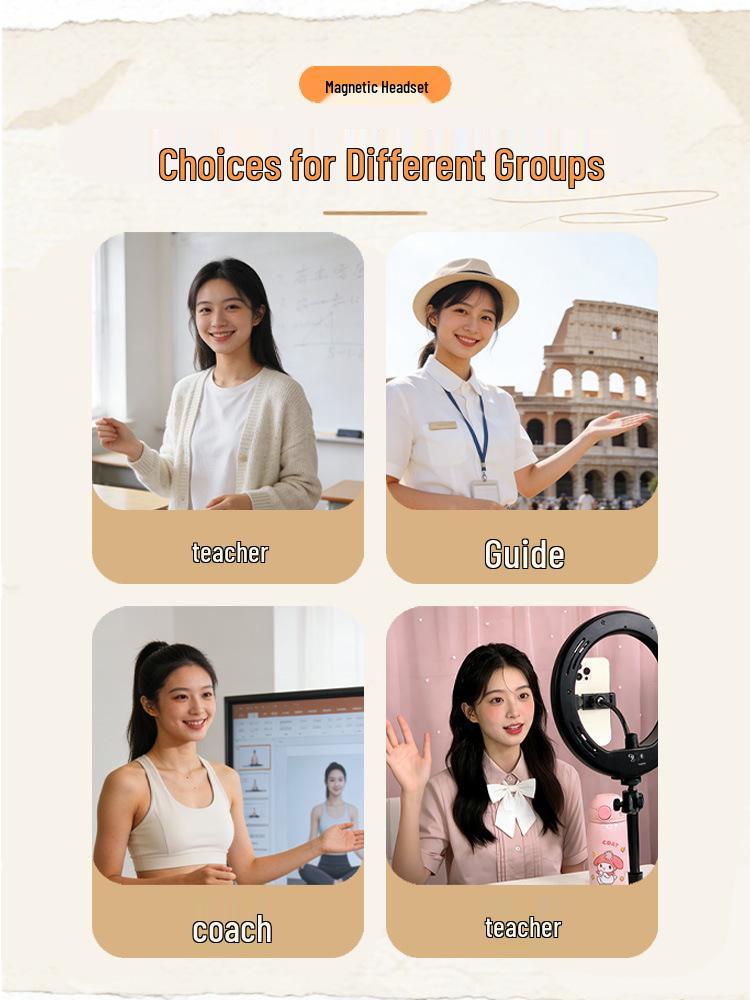 High-Power Magnetic Dual-Microphone Wireless Lavalier Speaker for Teachers and Outdoor Public Address