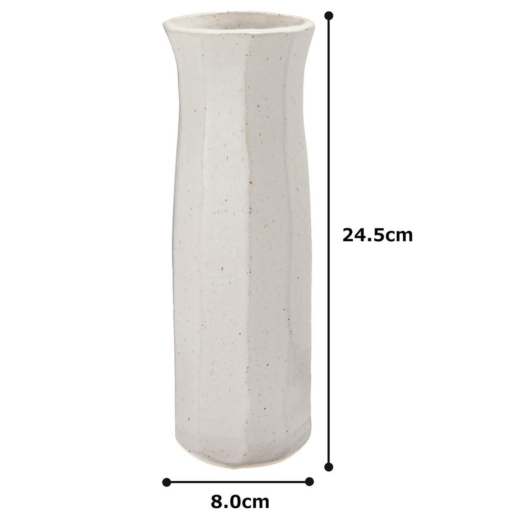 Marui Seito Shigaraki Ware Hechimon Flower Vase, Large, Vertical, White, Hana Kiraku, Granite White-Trimmed Ceramic, MR-1-5524