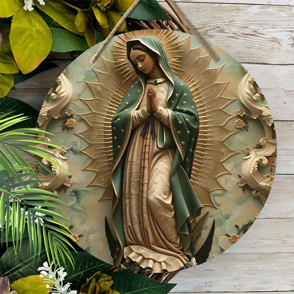 5pcs Vintage Our Lady of Guadalupe Wooden Wall Hanging - Full Body Statue Design, Perfect for Home & Festival Decor