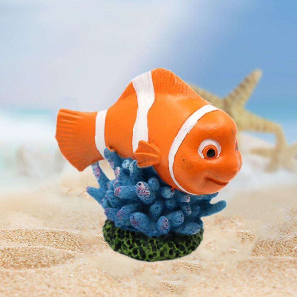 Simulation Clownfish Coral Ornaments Lifelike Turtle Landscaping Fish Hiding Cave  Fish Tank