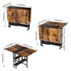 Vintage Style Kitchen Dining Table, Foldable Table with Wheels and Storage Shelves, Durable Metal Black Legs, Space-Saving Design, 120x80x76cm