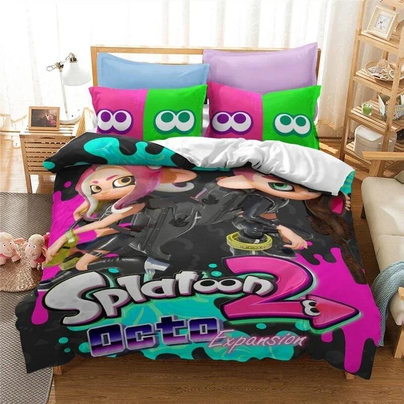 Comforter 3D Print Game Splatoons Bedding Set 3D Printed Suitable For Bedroom Kids Home Textile