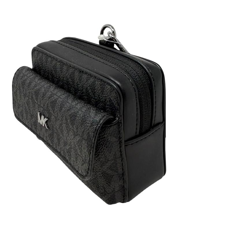 Michael Kors Classic Logo Embossed Leather Wallet With Strap Women Wallet Black 36S3LGFM6B-BLACK