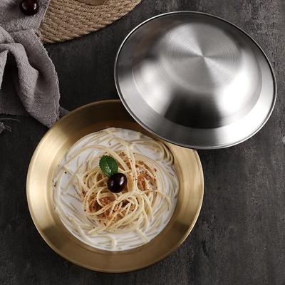 Korean Stainless Steel Crayfish Pot Thickened Straw Hat Round Plate Vegetable Plate Soup Plate Deep Plate Pasta Salad Plate