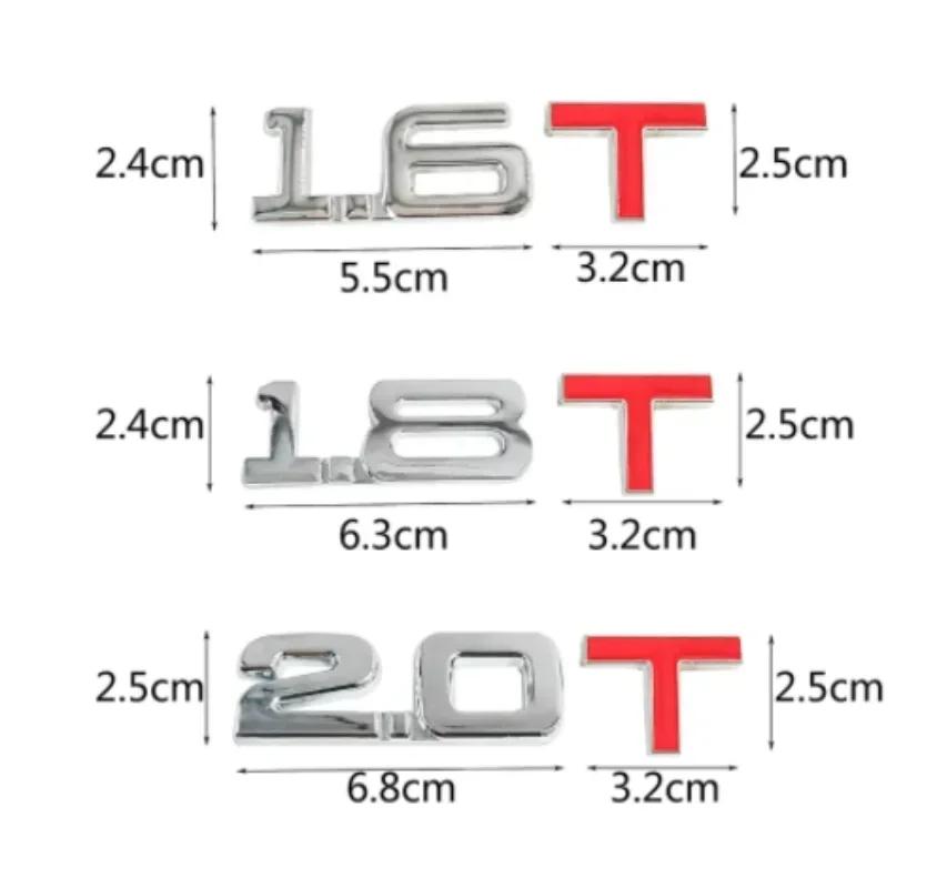 3D Metal 1.5T 1.6T 1.8T 2.0T 2.2T 2.4T 2.5T 2.8T 3.0T Car Sticker Emblem Badge Decal For Mazda KIA Renault TOYOTA BMW Ford Focus