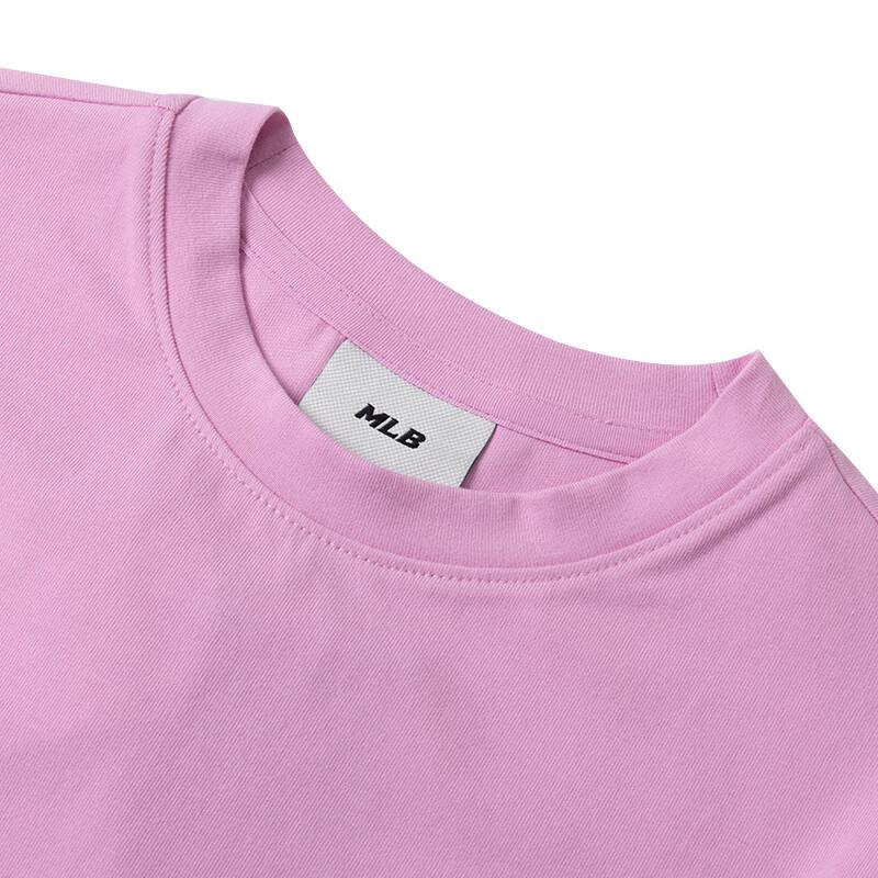 MLB New York Yankees Solid Color Small Logo Round Neck Pullover Short Sleeve T-Shirt Women Tops Pink 3FTSBA143-50PKP