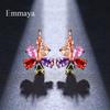 Colorful Cubic Zirconia Long Drop Earrings, Luxury Geometric Crystal Earrings, Elegant Evening Party Jewelry Gift