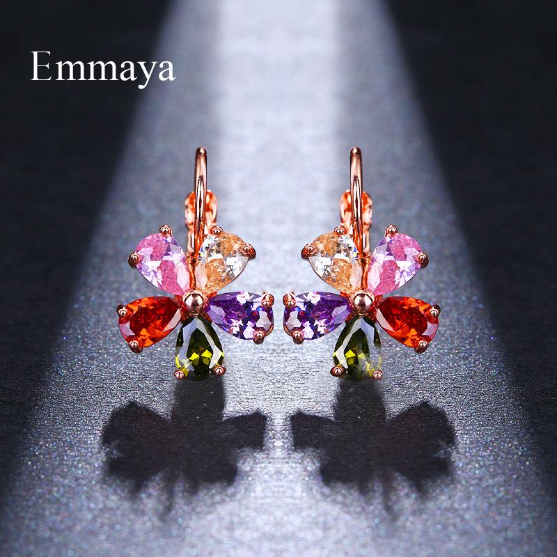 Colorful Cubic Zirconia Long Drop Earrings, Luxury Geometric Crystal Earrings, Elegant Evening Party Jewelry Gift