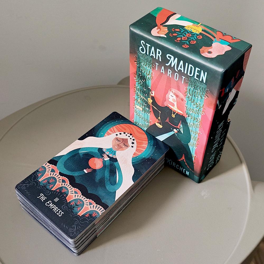 12*7cm Sternenmädchen Tarot Deck 78-Karten Deck Ästhetische Himmlische Göttliche Tarotkarten in Zweiteiliger Stabiler Box Doppelgeprägt
