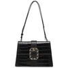IELGY Crocodile Pattern Black Gold Bag, Large-capacity College-style High-end Commuting Shoulder Messenger Bag