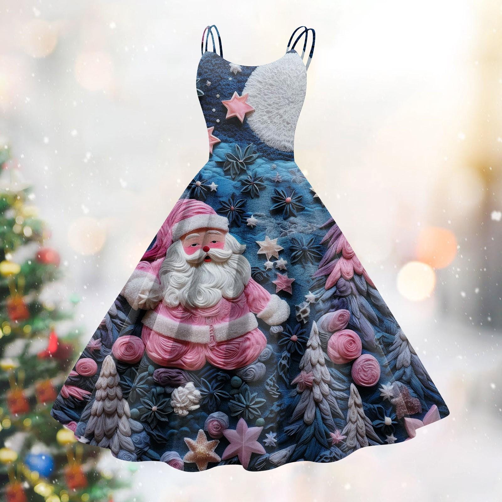 

Женское модное сексуальное коктейльное платье без бретелек с рождественским принтом в стиле панк, винтажное платье. XXL синий