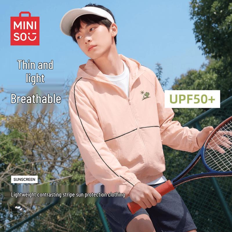 MINISO Men's UPF50+ Quick-Dry Hooded Sun Protection Jacket