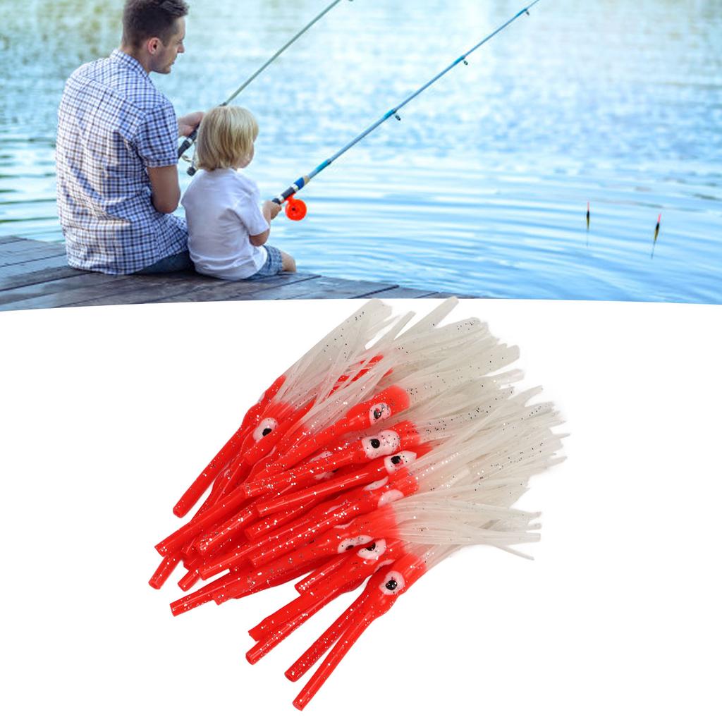 30pcs Luminous Squid Skirts Soft Artificial   Luminous Bait for Saltwater Freshwater