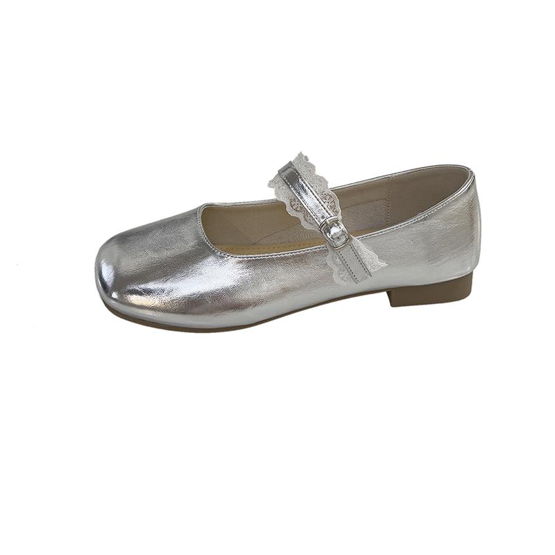 Fashion Baotou Lace Slippers Summer Women's Outside New Square Toe Shallow Mouth Soft Sole Outside Wear Mary Jane Non-slip Flats