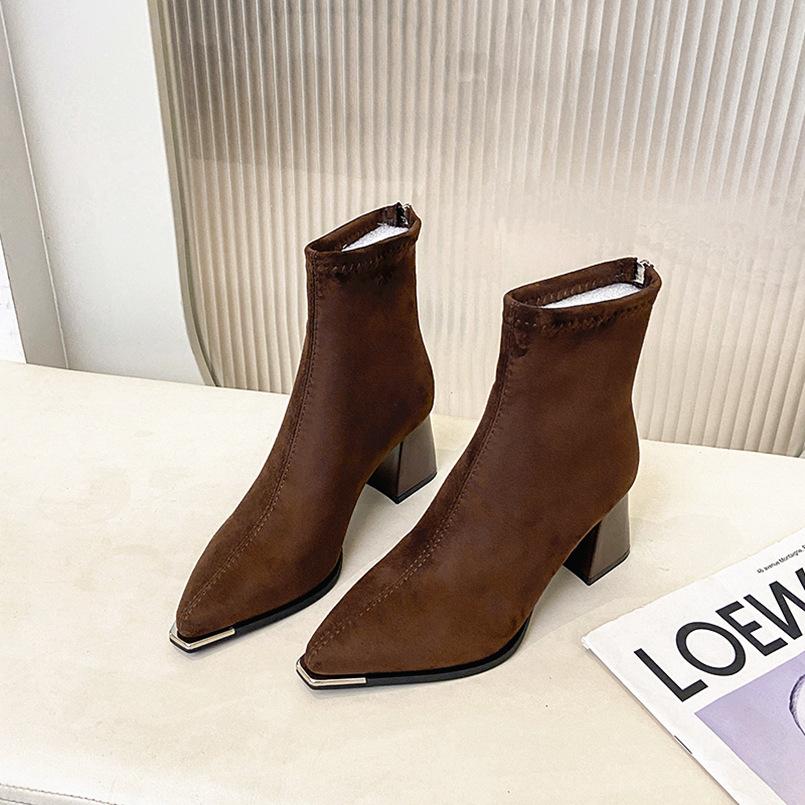 2025 Winter Riding Boots Women Ankle Boots Pointed Toe Mordern Short Booties Street Style Party Stripper Female Shoes Slingback