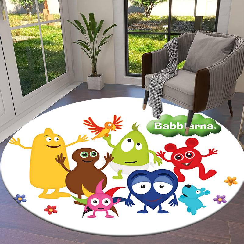 Tappeto Rotondo Babblarna, Tappeto per Soggiorno Camera da Letto Divano Stanza dei Giochi Decorazione, Tappetino Antiscivolo50