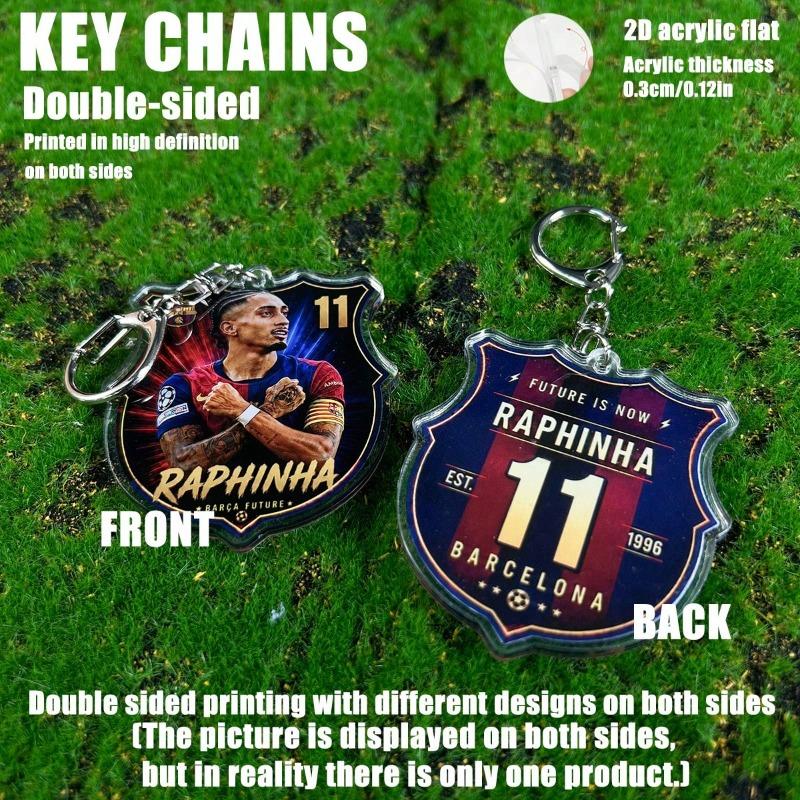 FC BARCA Acrylic Keychain – 2D Double-Sided Keyring for Bag, Keys, Backpack, Gavi Raphinha Pedri Yamal Cubarsi Football Pendant