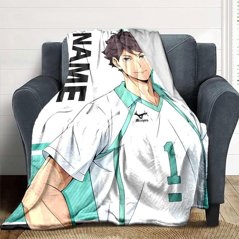 Customizable Oikawa Tooru1 Throw Blanket – Personalized Name, All-Season Cozy Snug Blanket, Machine Washable, Personalized Blanket