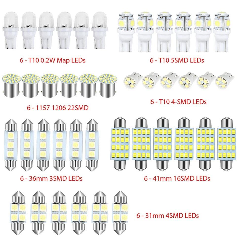 

42PCS Car LED Lights Interior Lights 6000K 12V T10 168 2825 W5W 921 Kit For Car Vehicle Map Dome Door Trunk License Plate Light Bulb 42pcs Set тёмно-синий