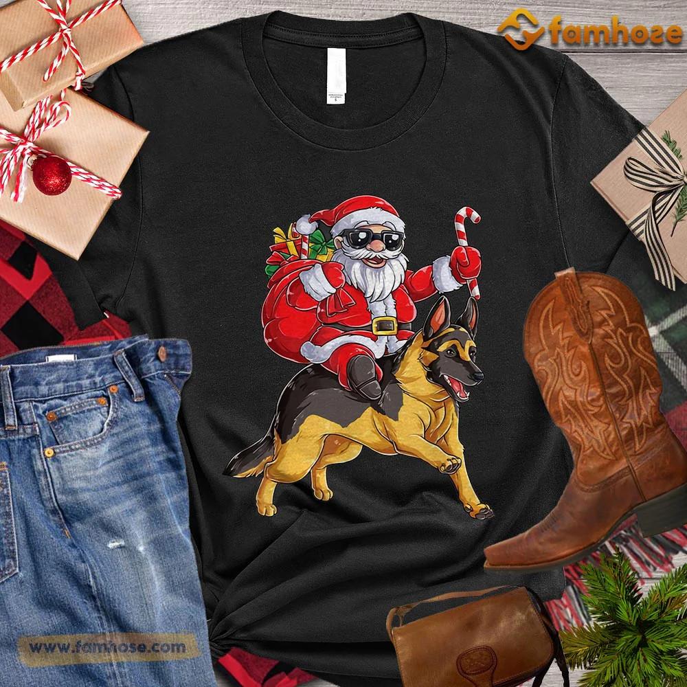 Funny Christmas Dog Santa Claus Riding Dog T Shirt Full Size S-5XL Unisex T-Shirt XXXL